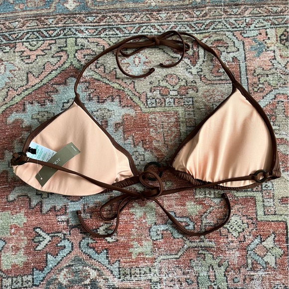 J. Crew O-Ring String Bikini Top Size 3X NWT Chocolate Brown - Picture 4 of 7